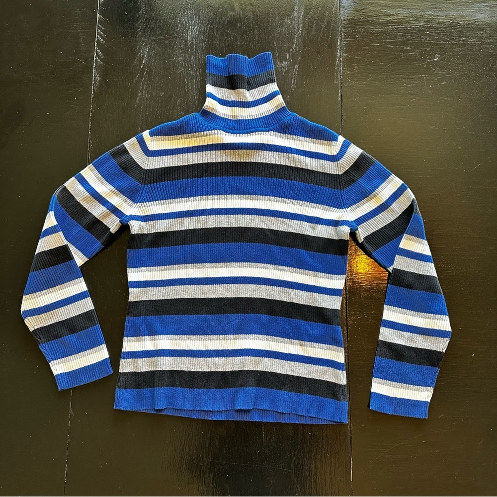 Vintage Casual Corners Small Made in Japan Blue Gray Turtleneck Sweater